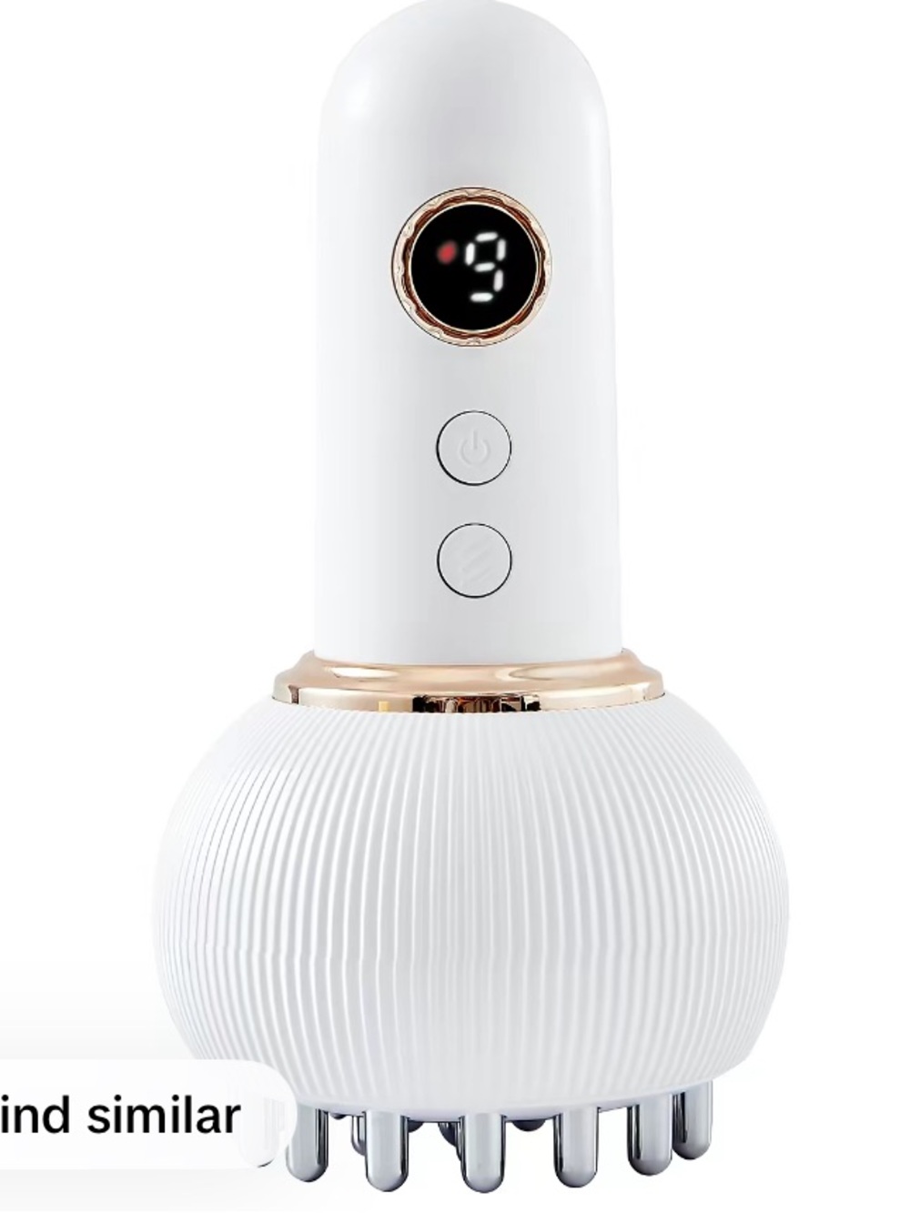 White Scalp Massager with LED Display and Rose Gold Trim